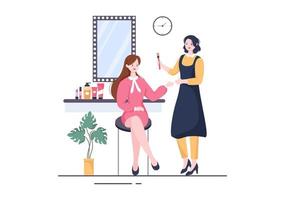 maquillage collection de cosmétiques de fille glamour comme vernis à ongles, mascara, rouge à lèvres, fards à paupières, pinceau ou poudre en illustration vectorielle de dessin animé plat vecteur