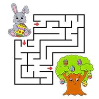 labyrinthe carré. jeu pour les enfants. casse-tête pour les enfants. énigme du labyrinthe. illustration vectorielle de couleur. illustration vectorielle isolée. personnage de dessin animé. thème de Pâques. vecteur