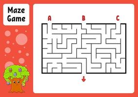 labyrinthe rectangulaire. jeu pour les enfants. trois entrées, une sortie. feuille de travail de l'éducation. casse-tête pour les enfants. énigme du labyrinthe. illustration vectorielle de couleur. trouver le bon chemin. thème de Pâques. vecteur