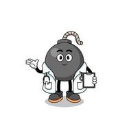 mascotte de dessin animé de médecin de la bombe vecteur