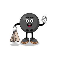 dessin animé de boule de bowling shopping vecteur