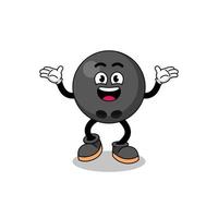 dessin animé boule de bowling à la recherche d'un geste heureux vecteur