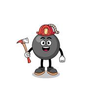 mascotte de dessin animé de pompier à la bombe vecteur