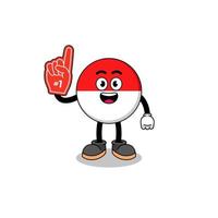 mascotte de dessin animé des fans du drapeau indonésien numéro 1 vecteur