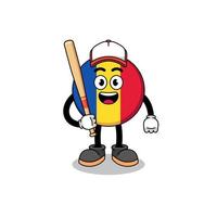 caricature de mascotte du drapeau de la roumanie en tant que joueur de baseball