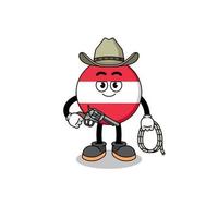 mascotte de personnage du drapeau autrichien en tant que cow-boy vecteur