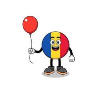 dessin animé du drapeau de la roumanie tenant un ballon vecteur