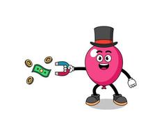 illustration de personnage de ballon attrapant de l'argent avec un aimant vecteur