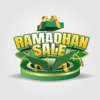 bannière de promotion boîte cadeau ouverte médias sociaux pour les vacances de vente du ramadan vecteur