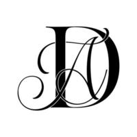 da, annonce, logo monogramme. icône de signature calligraphique. monogramme de logo de mariage. symbole de monogramme moderne. logo de couple pour mariage vecteur