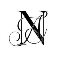 na, un, logo monogramme. icône de signature calligraphique. monogramme de logo de mariage. symbole de monogramme moderne. logo de couple pour mariage vecteur