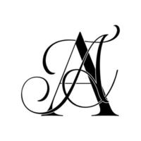aa, aa, logo monogramme. icône de signature calligraphique. monogramme de logo de mariage. symbole de monogramme moderne. logo de couple pour mariage vecteur