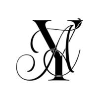 oui, oui, logo monogramme. icône de signature calligraphique. monogramme de logo de mariage. symbole de monogramme moderne. logo de couple pour mariage vecteur