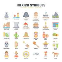 icônes de couleur plat éléments mexique vecteur