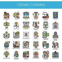 crowdfunding icônes de fine ligne vecteur