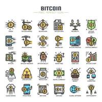 Bitcoin Elements Thin Line Icons vecteur