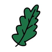 feuille verte naturelle fraîche colorée avec trait. illustration vectorielle dans un style dessiné à la main. vecteur