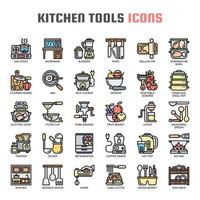 Outils de cuisine Thin Line Icons vecteur