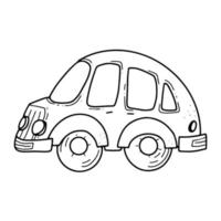 jouet de voiture isolé sur fond blanc. image d'emblème de logo d'objet dessiné à la main sommaire dans le style de doodle d'art. vecteur