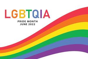 mois de fierté lgbtqia juin 2022 - modèle d'affiche horizontale avec drapeau arc-en-ciel, symbole lgbt. conception de bannière de vecteur pour les médias sociaux