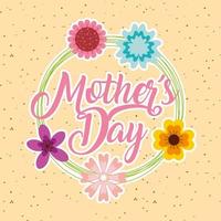 carte de fête des mères avec couronne florale vecteur