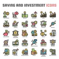 Économie et investissement Thin Line Icons vecteur