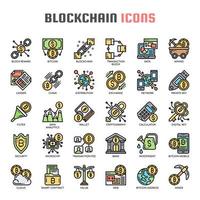 icônes de fine ligne blockchain vecteur
