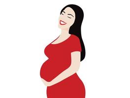 femme enceinte heureuse isolée vecteur