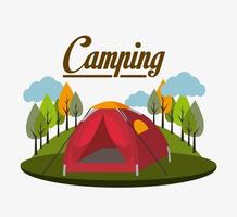 Camping avec design de tente vecteur