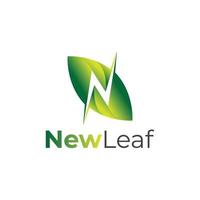 création de logo vert n lettre nouvelle feuille vecteur