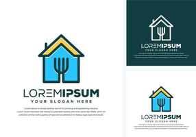 création de logo maison et fourchette vecteur