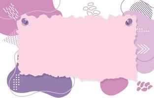 note de papier épinglé sur fond de memphis mignon violet rose abstrait vecteur