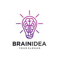 icône de ligne plate d'idée créative. cerveau dans l'illustration vectorielle de l'ampoule. mince signe d'innovation, solution, logo de l'éducation. vecteur