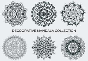 Collection de Mandalas Décooratifs en noir et blanc vecteur