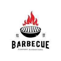 logo de barbecue rustique rétro vintage. conception de nourriture ou de grillades, illustration vectorielle d'icône vecteur