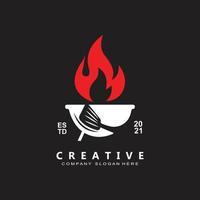 logo de barbecue rustique rétro vintage. conception de nourriture ou de grillades, illustration vectorielle d'icône vecteur