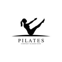 symbole d'icône de logo de pose assise pilates, un exercice de yoga apaisant qui déplace tout le corps vecteur
