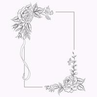 Cadre avec des fleurs dans les coins pour invitation de mariage vecteur