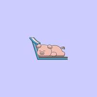 cochon dormant sur un tapis roulant vecteur