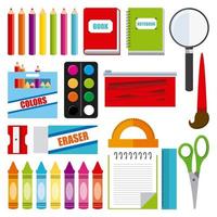 articles de fournitures scolaires vecteur