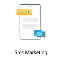 concept de marketing sms, vecteur dégradé plat