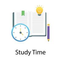 horloge avec livre illustrant le temps d'étude vecteur