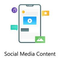 applications de divertissement en ligne, icône conceptuelle à gradient plat du contenu des médias sociaux vecteur