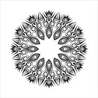 vecteur de mandala, contour noir et blanc