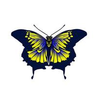 papillon tropical bleu-jaune. vecteur