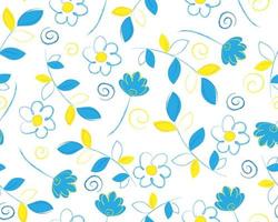 motif à fleurs bleu-jaune vecteur