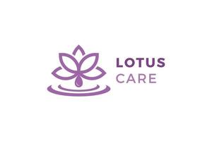 lotus de couleur rose avec le logo de la société de gouttelettes et de vagues vecteur