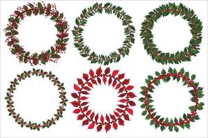 ensemble de guirlande de noël avec des éléments floraux d'hiver. illustration vectorielle. vecteur
