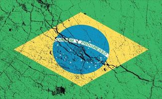 drapeau brésilien en détresse avec effet de texture grunge, drapeau vintage