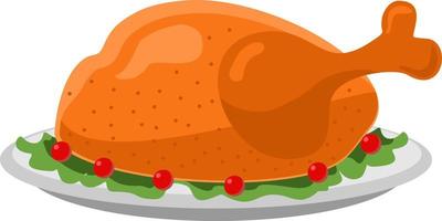 illustration d'icône plate vecteur de dinde jour de thanksgiving sur plat. dinde rôtie
